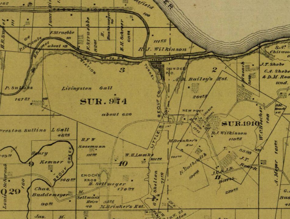 Historic plat map showing Livingston Gall estate and the surrounding land
